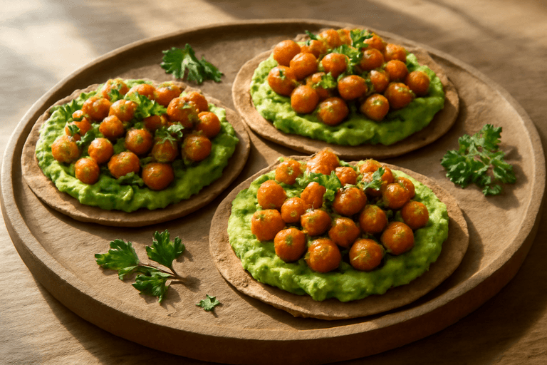 Tostadas Integrales de Aguacate con Garbanzos Crocantes