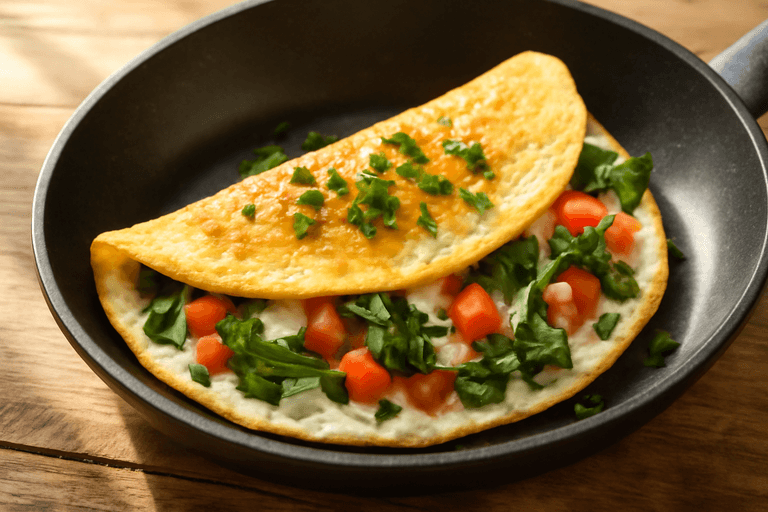 Tortilla Clásica de Claras con Espinacas y Tomate