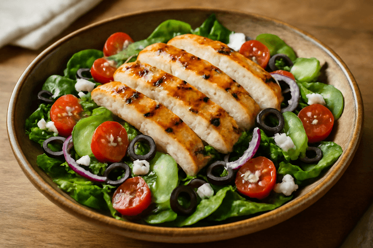 Ensalada de Pollo Mediterránea con Vinagreta de Limón