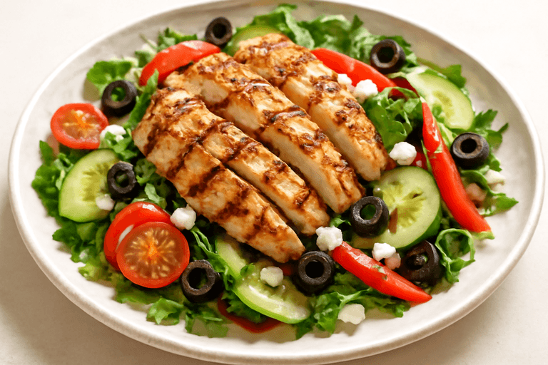 Ensalada Mediterránea de Pollo a la Parrilla