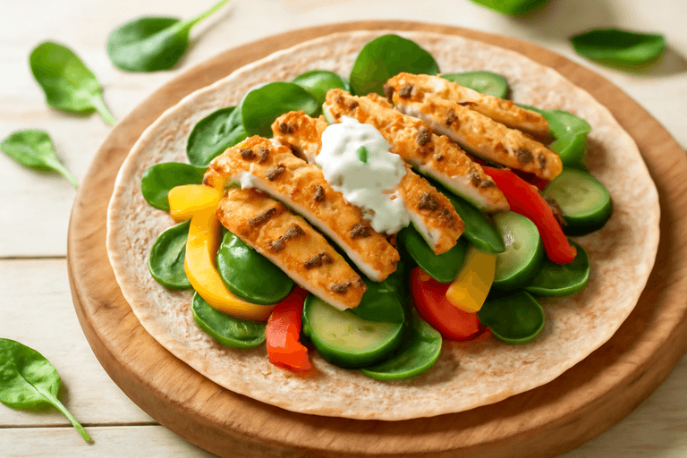 Leichter Hähnchen-Gemüse-Wrap