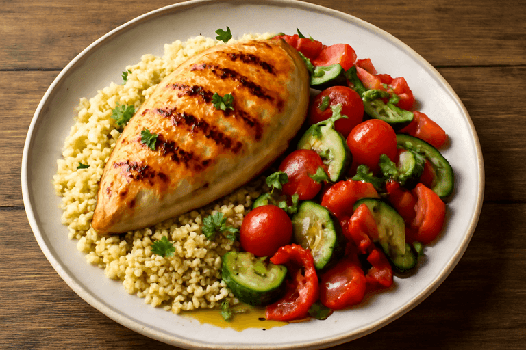 Κοτόπουλο Σχάρας με Λαχανικά και Κους Κους