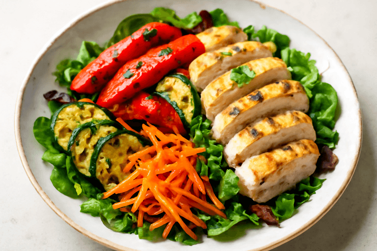 Σαλάτα Κοτόπουλου με Ψητά Λαχανικά και Ελαιόλαδο