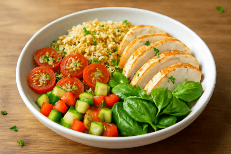 Leichter Hähnchen-Gemüse-Salat mit Quinoa