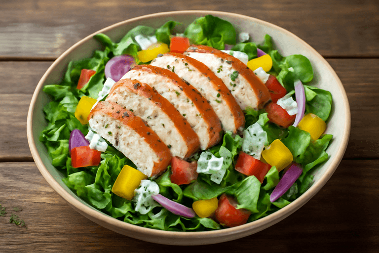 Lekka sałatka z grillowanym kurczakiem i warzywami