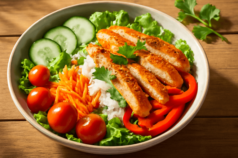 Salade de Poulet Croquante aux Légumes Frais