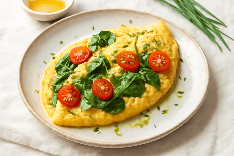 Omelette Légère aux Épinards & Tomates