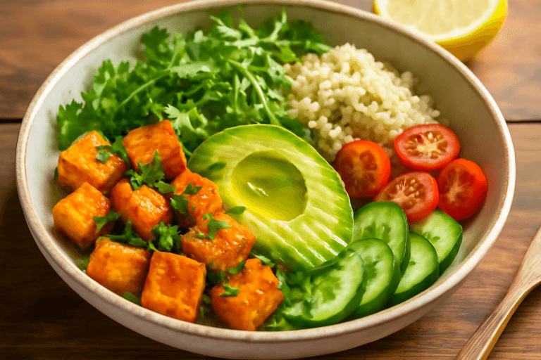 Wegetariańska Miska Mocy z Tofu, Awokado i Quinoa