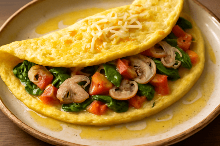 Proteinrik klassisk omelett med fräscha grönsaker