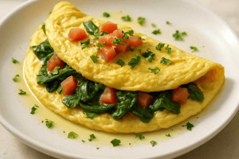 Omelete Clássica com Espinafre e Tomate
