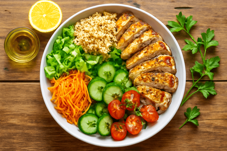 Salada Clássica de Frango Grelhado e Quinoa