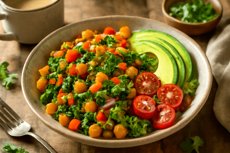 Energizing Vegan Chickpea & Spinach Scramble Bowl