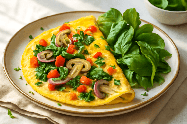 Omelette aux légumes et herbes fraîches