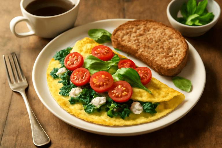 Omelette Energético con Espinacas y Queso de Cabra