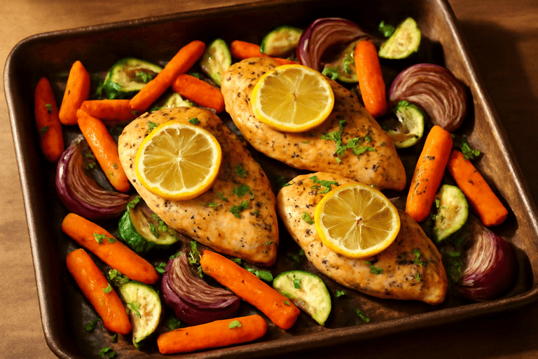 Frango ao Limão com Legumes Assados