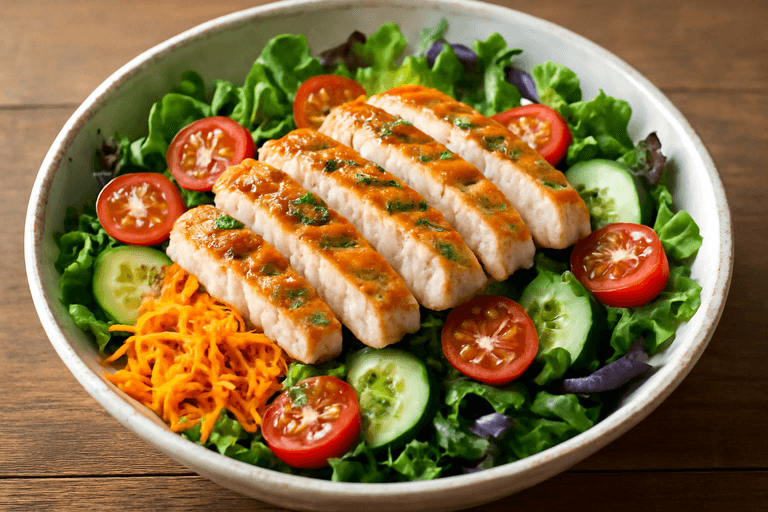 Kalorienarmer Hähnchen-Gemüse-Salat