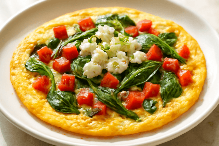 Proteinowy Omlet z Warzywami i Twarogiem