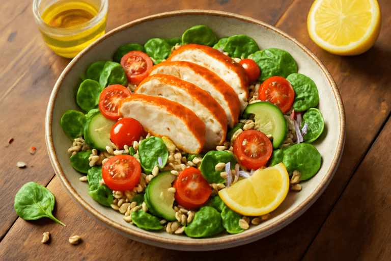 Ensalada energética de pollo asado y quinoa