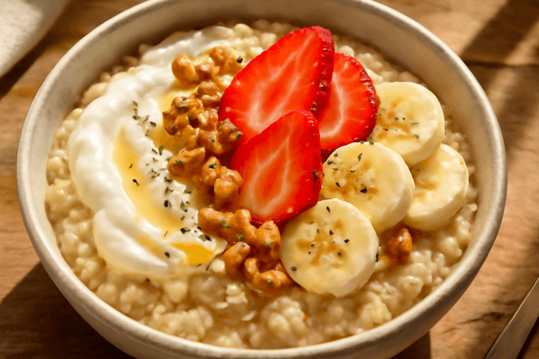 Desayuno Energizante de Avena con Frutas y Yogur