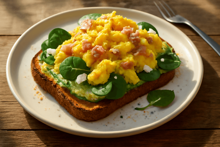 Klassisches Power-Frühstück: Proteinreicher Rührei-Toast