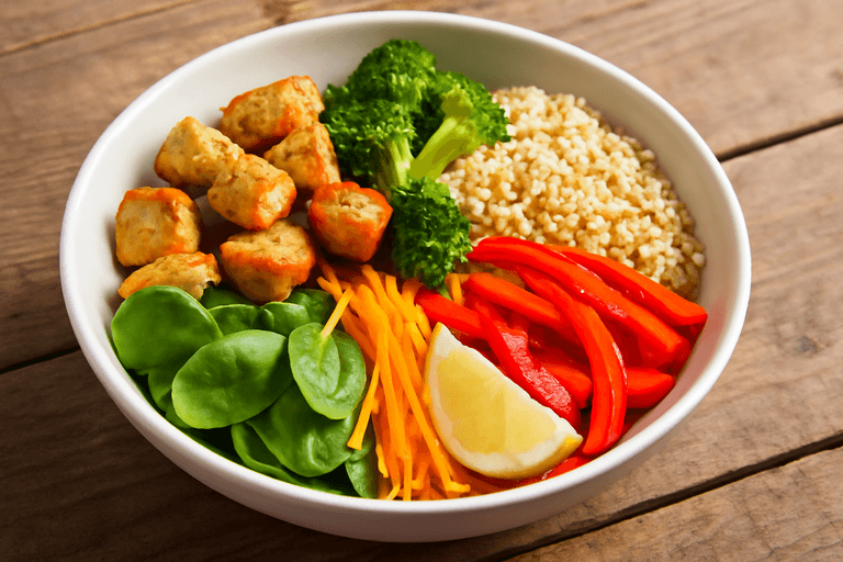 Proteinreiches Hähnchen-Quinoa-Bowl