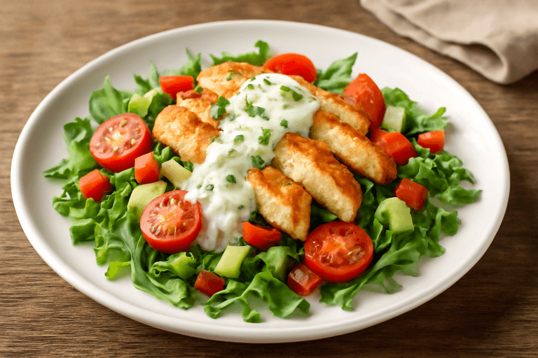 Leichter Hähnchen-Gemüse-Salat mit Quark-Dressing