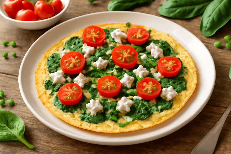 Proteinreiches Omelett mit Spinat und Tomaten