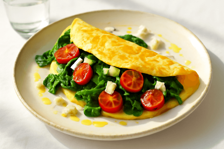 Omelette Clásico Saludable con Espinacas y Tomate