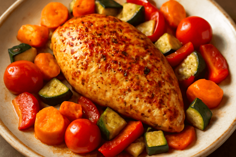 Pollo al Horno con Especias y Verduras Asadas