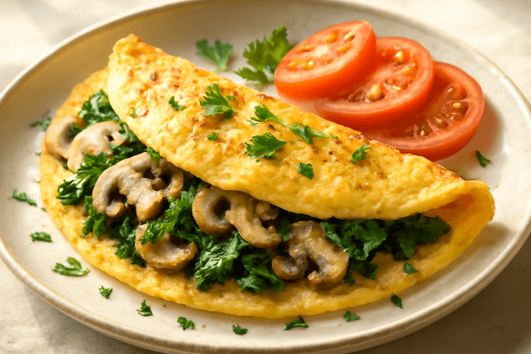 Omelette Légère aux Épinards et Champignons