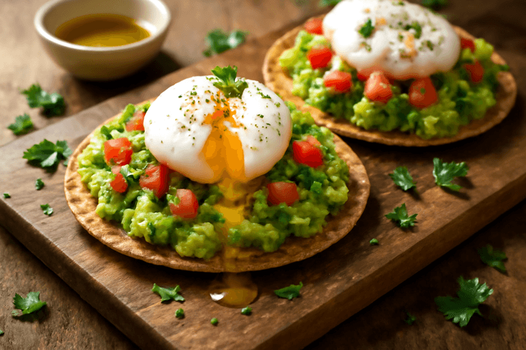 Tostadas Integrales con Aguacate, Huevo Pochado y Tomate