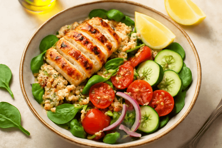 Ensalada Clásica de Pollo a la Parrilla y Quinoa