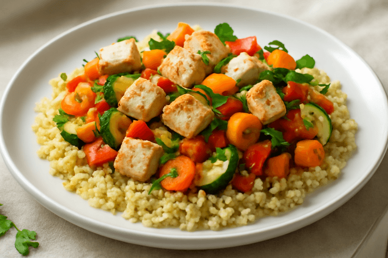 Lekka pierś z kurczaka z warzywami i kaszą bulgur