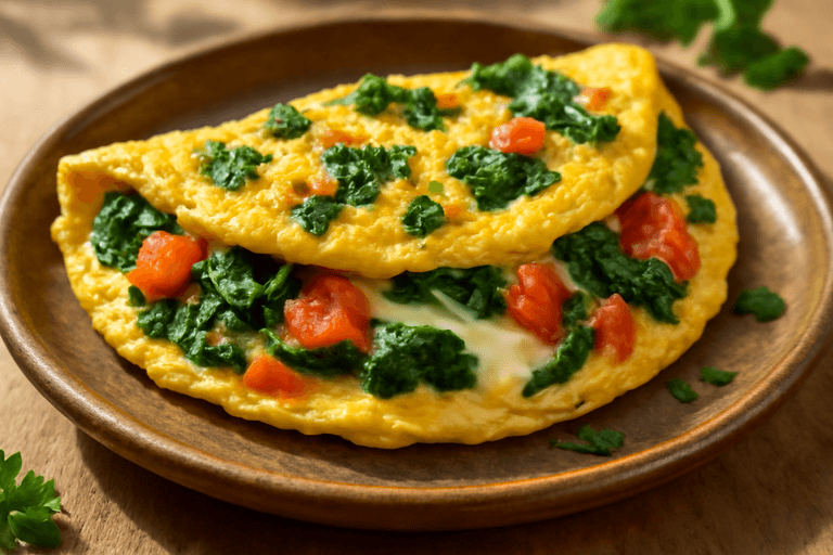 Omelete Clássica com Espinafre e Tomate