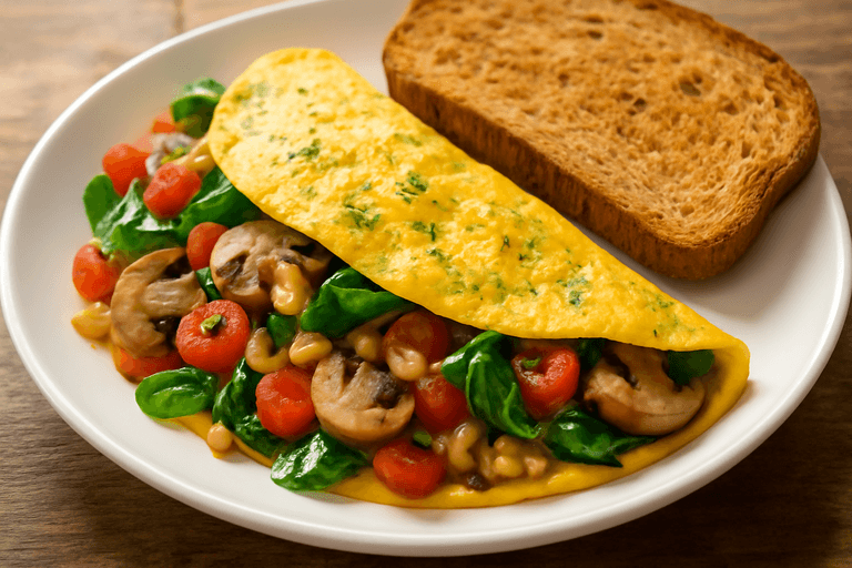 Hearty Veggie Omelette with Whole Grain Toast