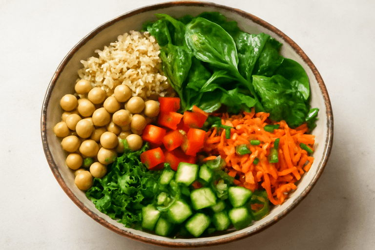 Ensalada Power Vegetariana con Quinoa y Garbanzos