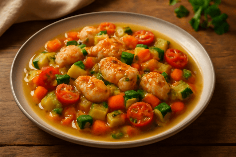 Lätt kycklingragu med färska grönsaker