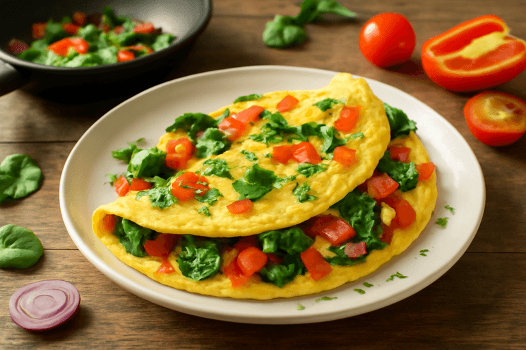 Klassisk ägg- och grönsaksomelett