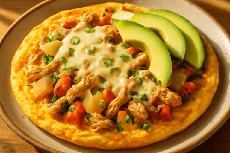 Tortilla Clásica de Pollo y Papa con Aguacate