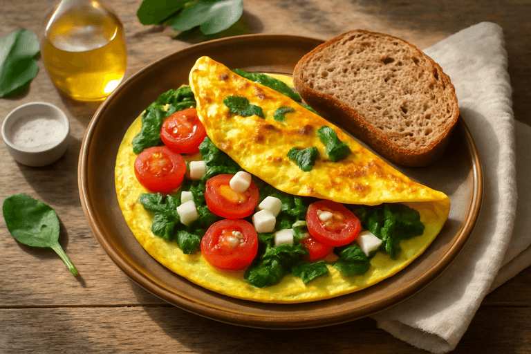 Κλασική Ομελέτα με Σπανάκι & Ντομάτα