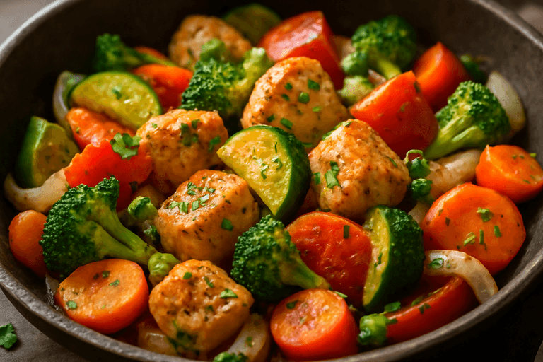 Hähnchen-Gemüse-Pfanne mit Kräutern