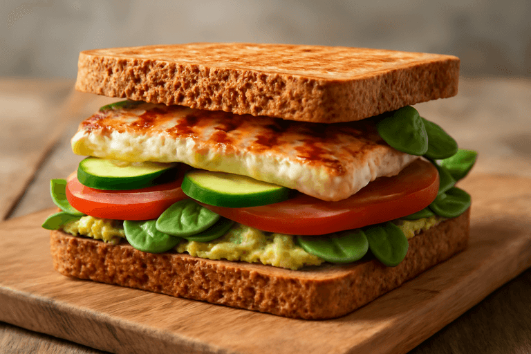 Proteinreiches Hähnchen-Sandwich mit Vollkorn & Avocado
