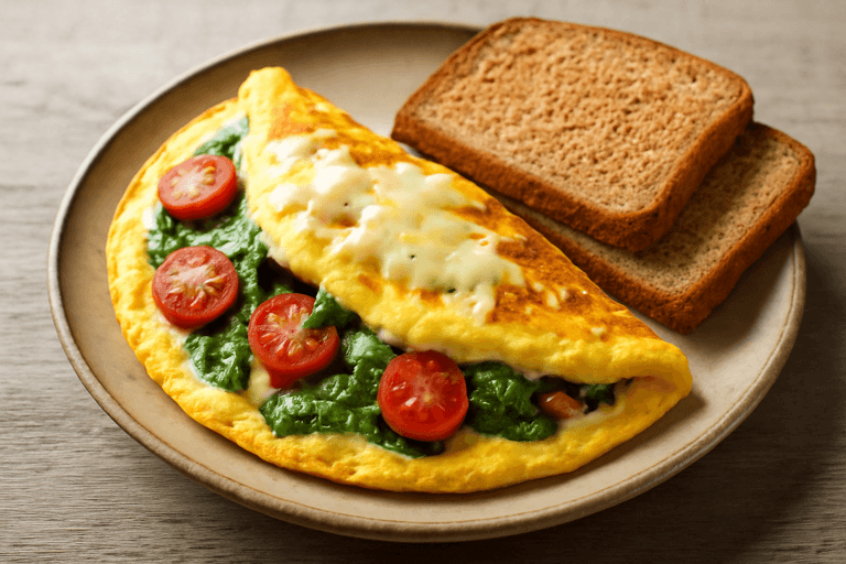 Proteinrik Frukostomelett med Spenat & Tomat