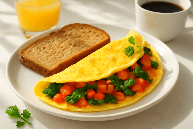 Healthy Veggie Omelette with Whole Grain Toast