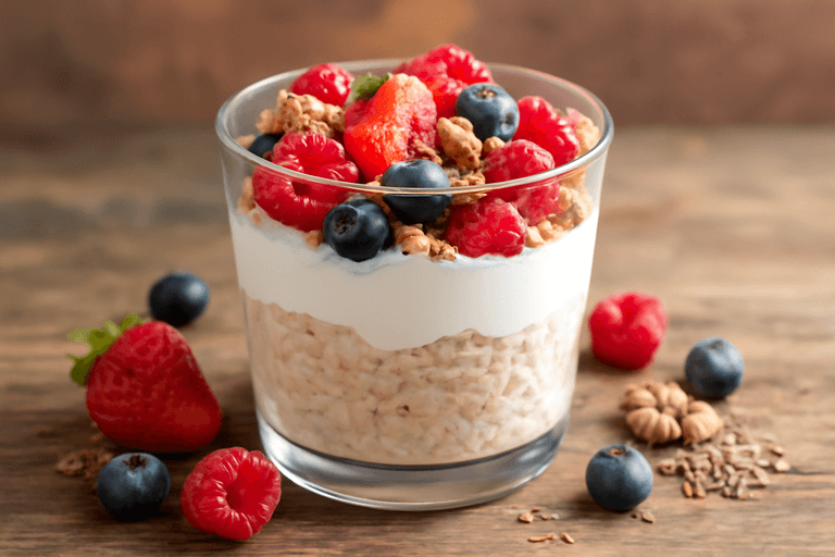 Desayuno Energético de Oats & Yogur con Frutos Rojos