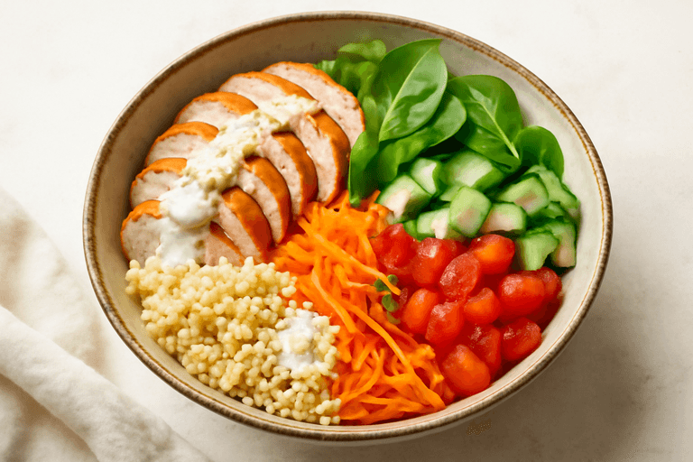 Schnelles Hähnchen-Bulgur-Bowl