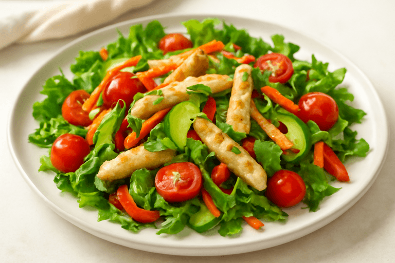 Leichter Hähnchen-Gemüse-Salat mit Zitronendressing