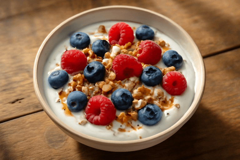 Proteinrik Grekisk Yoghurtfrukost med Bär & Nötter