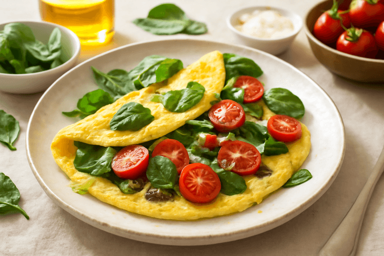 Omelete Clássica Light com Espinafre e Tomate