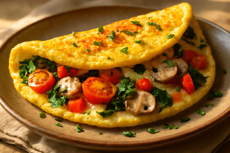 Omelette aux légumes et fromage léger